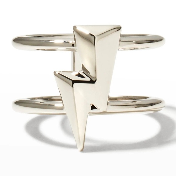 NWT Kendra Scott Bolt Double Band Ring - Silver | Size 8 - Picture 1 of 4